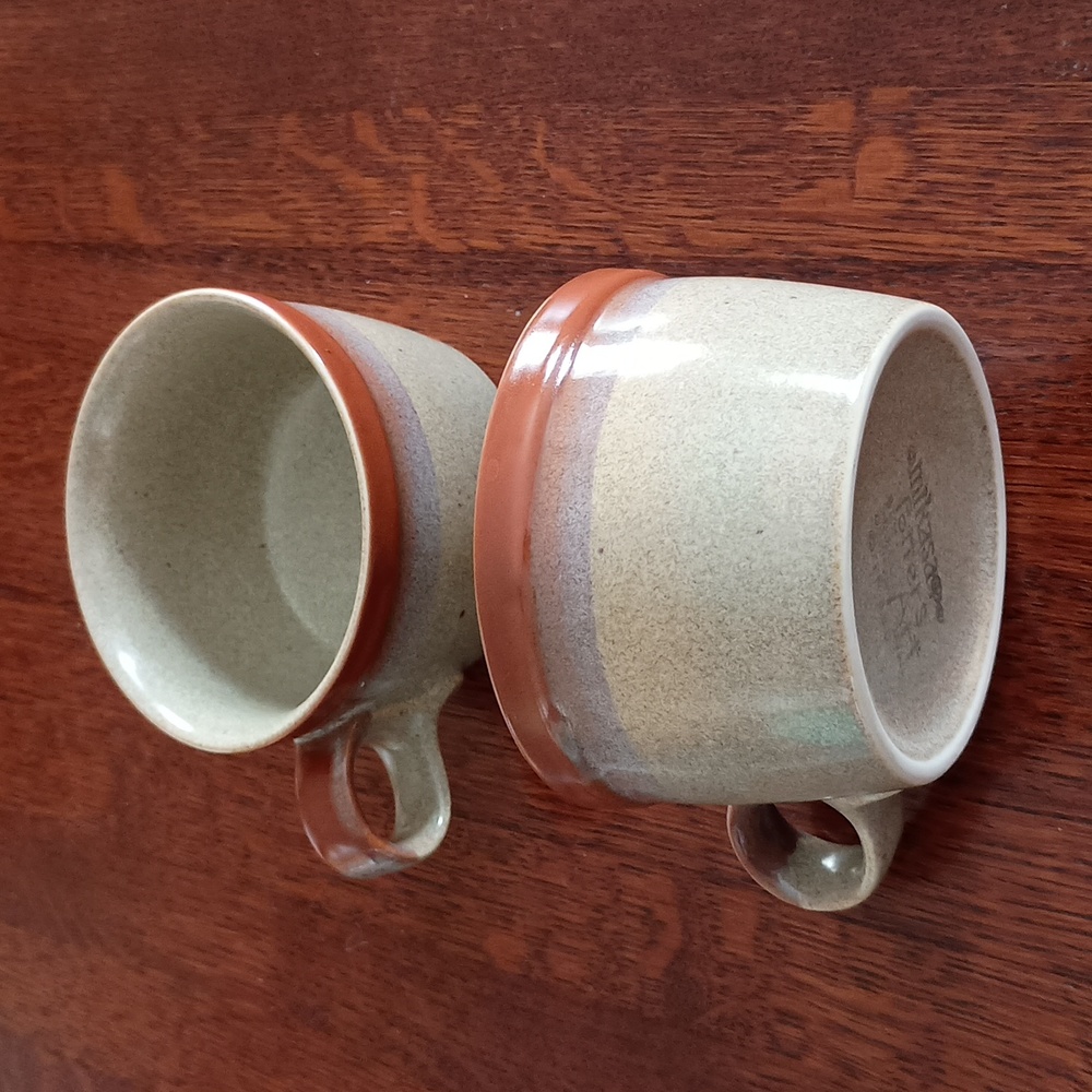 Vintage Mikasa Potters Art "Country Cabin" Ben Seibel Design Stoneware Mugs b520